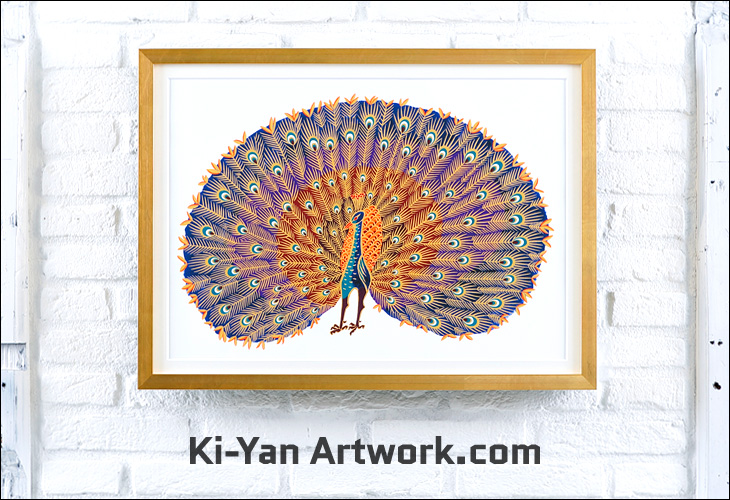 額付きシルクスクリーン応用絵画 title「陽はまた昇ニャンコ」 額付き