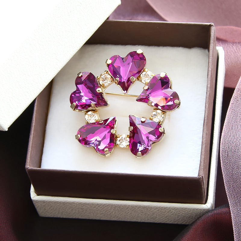 レシピNo.KR0984 貴和クリスタルのハートリースブローチ – 貴和製作所