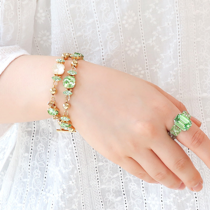 レシピNo.KR1174 貴和クリスタルのコネクトビジューブレスレット2種