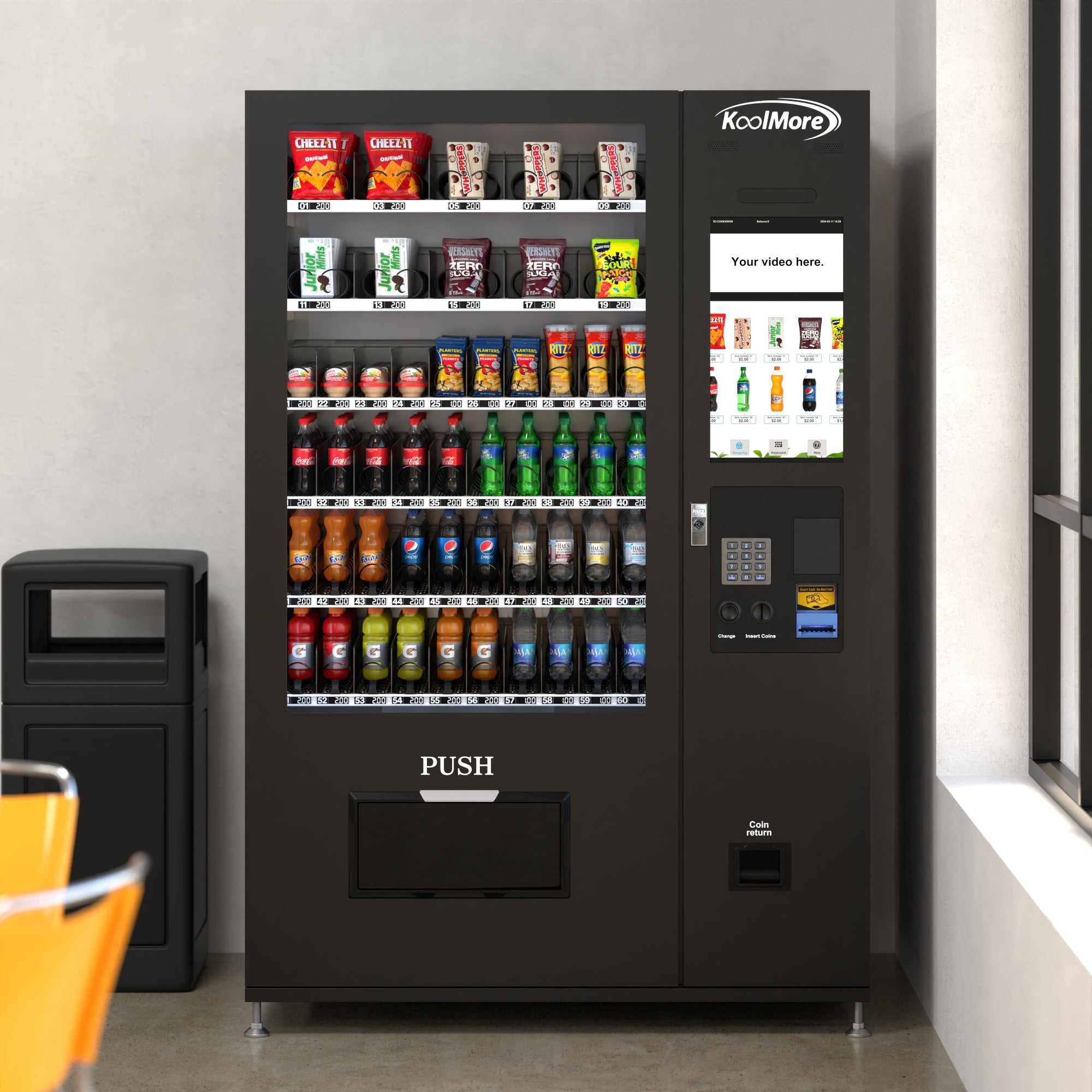 Refrigerated Snack and Drink Vending Machine with 60 Slots and 22