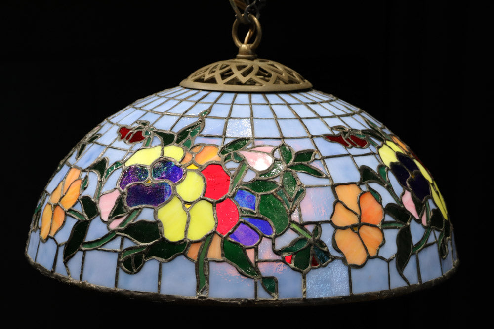 アンティーク サグリエ アシッド＆透明ガラス 宿り木 蒲公英 銀縁大深