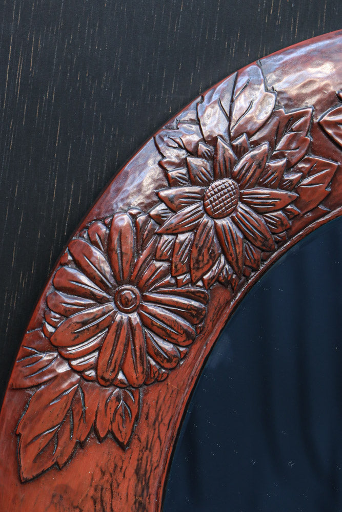 美しい花彫刻が華やかな鎌倉彫の壁掛け鏡 DC8956 – 古福庵 [ KOFUKUAN