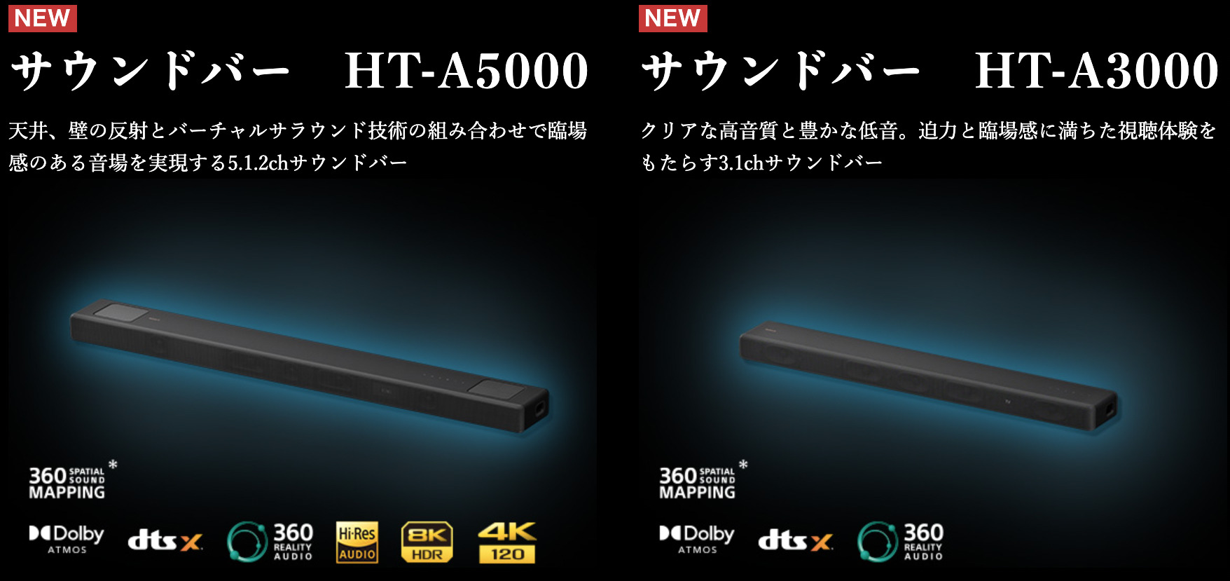 360立体音響を実現する 5.1.2ch サウンドバー「HT-A5000」と 3.1ch