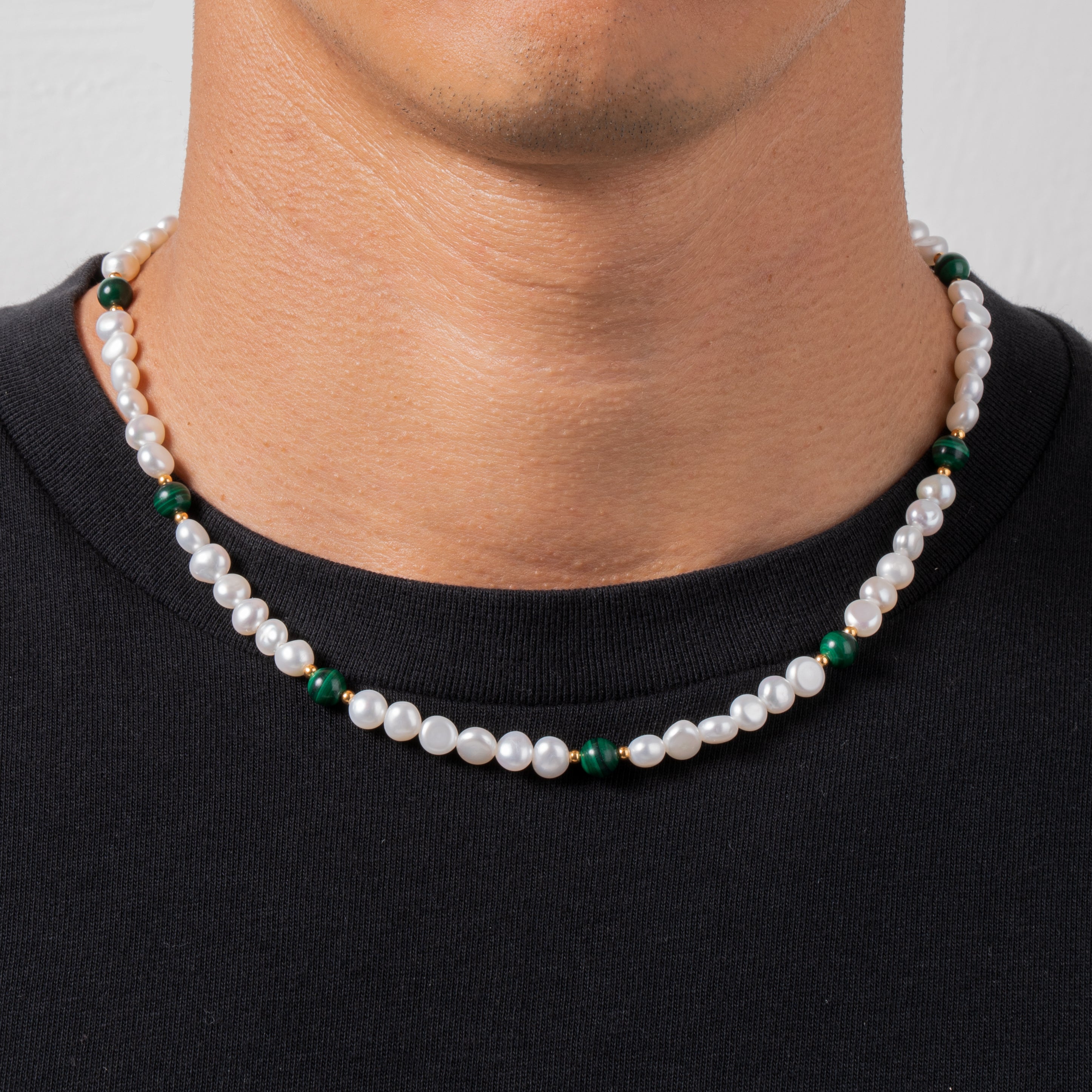 Malachite Real Pearl Necklace (Gold) – KY9 JM