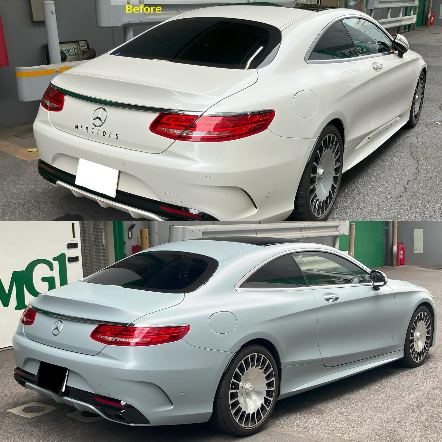 ベンツS550クーペのカーラッピング施工紹介 3M 2080-S51 サテンバトル