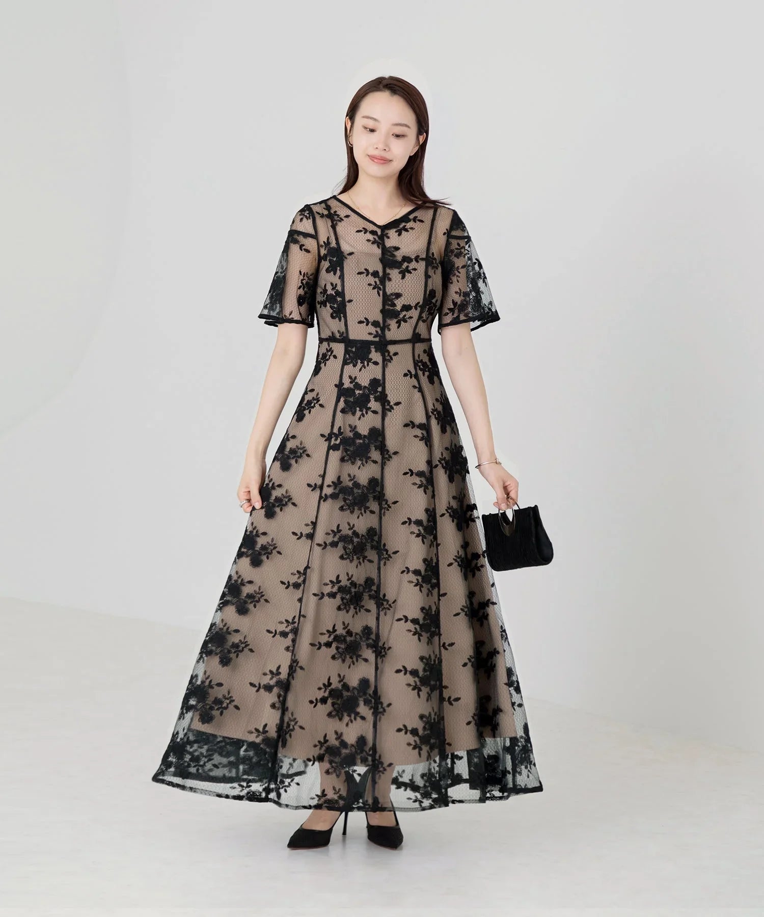 当日発送】花柄バックリボンワンピースセットアップワンピース結婚式ドレス