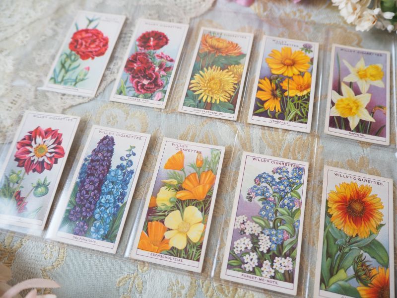 Aセット】花の刺繍 シガレットカード Sサイズ 48枚セット すずらん 花