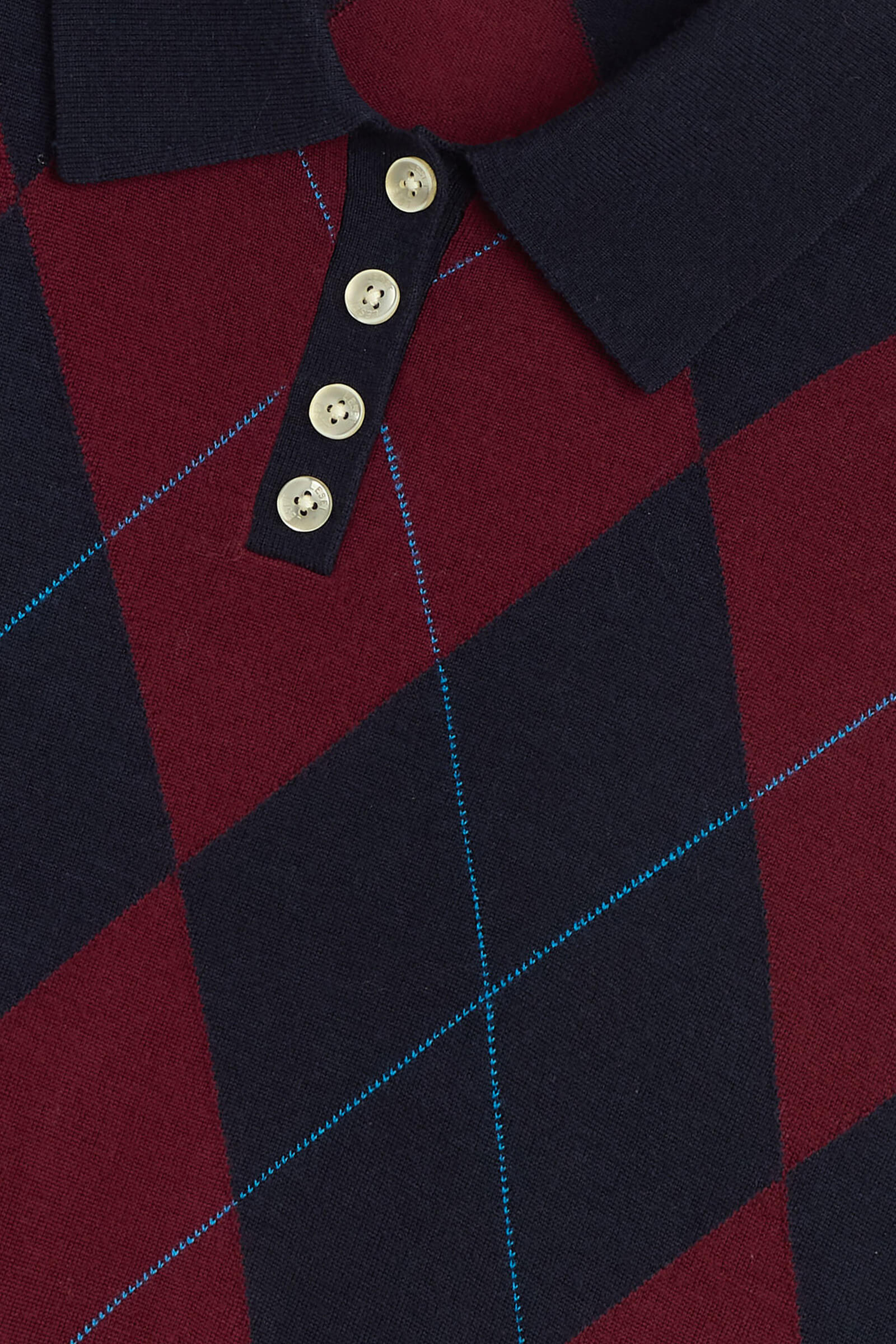 LESET James Argyle Polo in Midnight Argyle in Wool