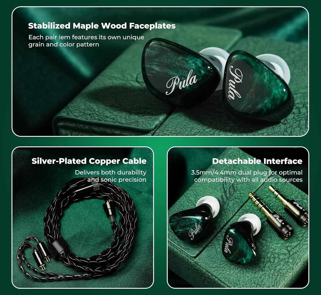 PULA Unicrom (杢)」 4色のウッドフェイスにベリリウムコート振動板