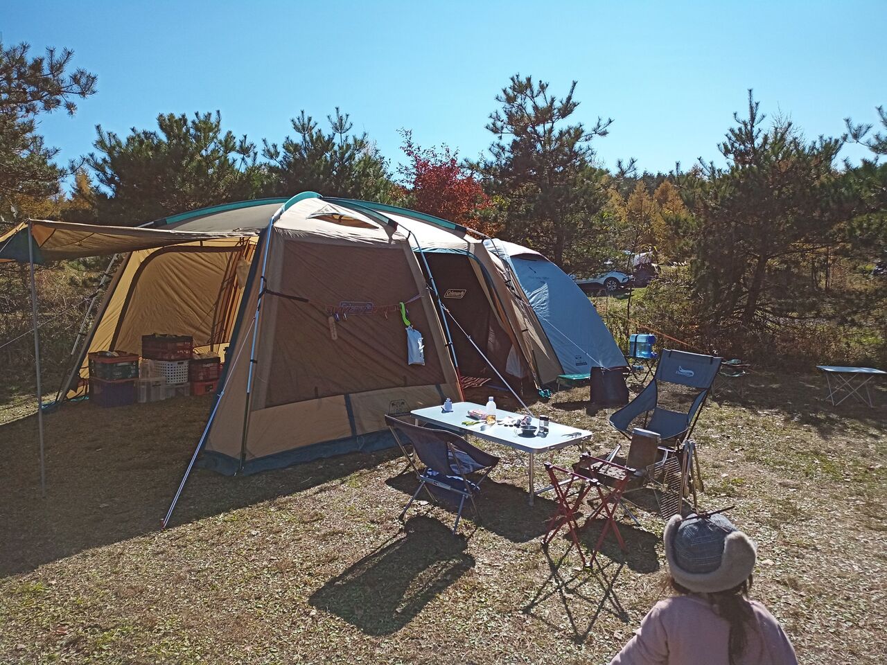 スクリーンタープとドームテントの連結 : ちょっとだけやってみた