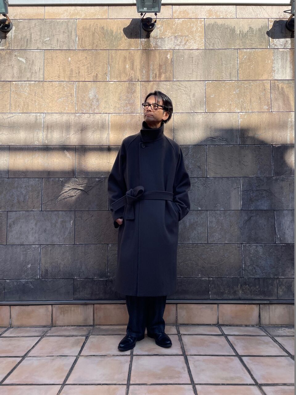 RAINMAKER(レインメーカー) STAND COLLAR BELTED COAT / SEPIA