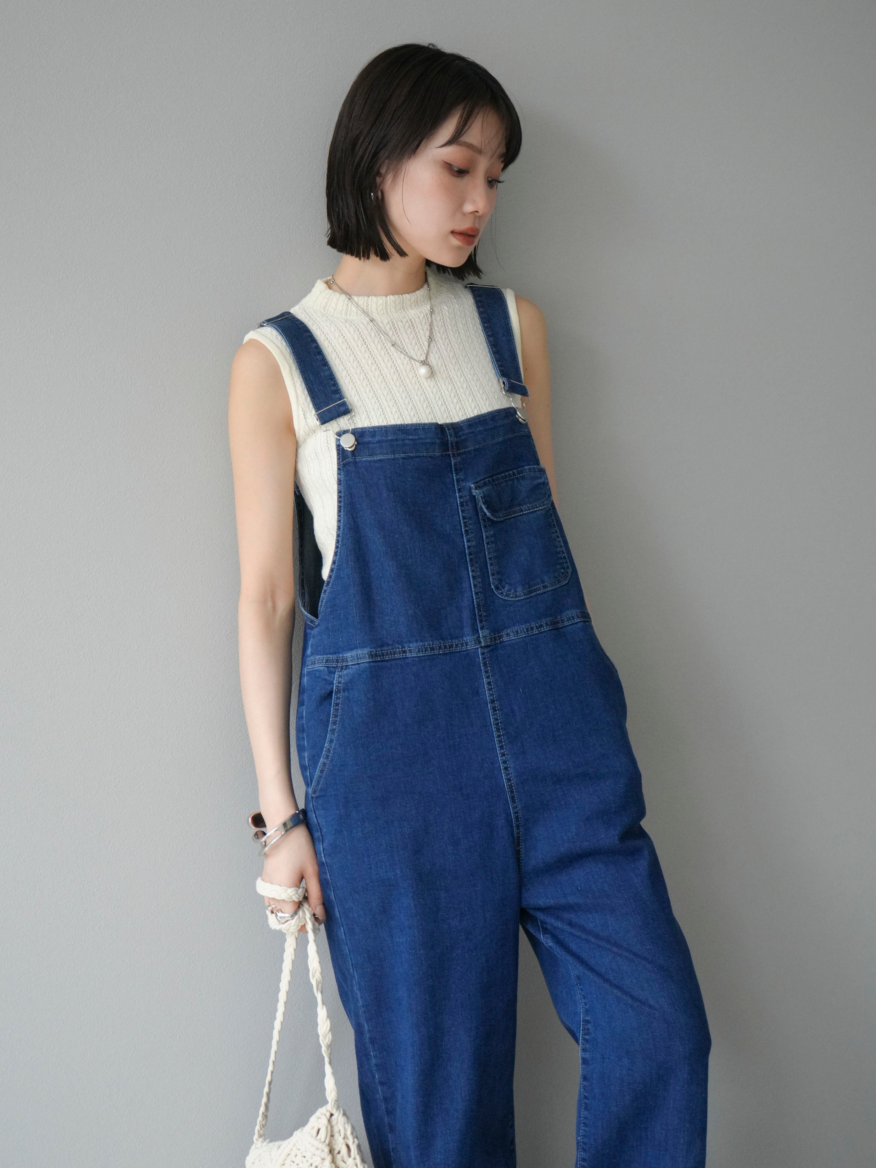 予約]ストレッチデニムワイドサロペット/ブルー – Lumier