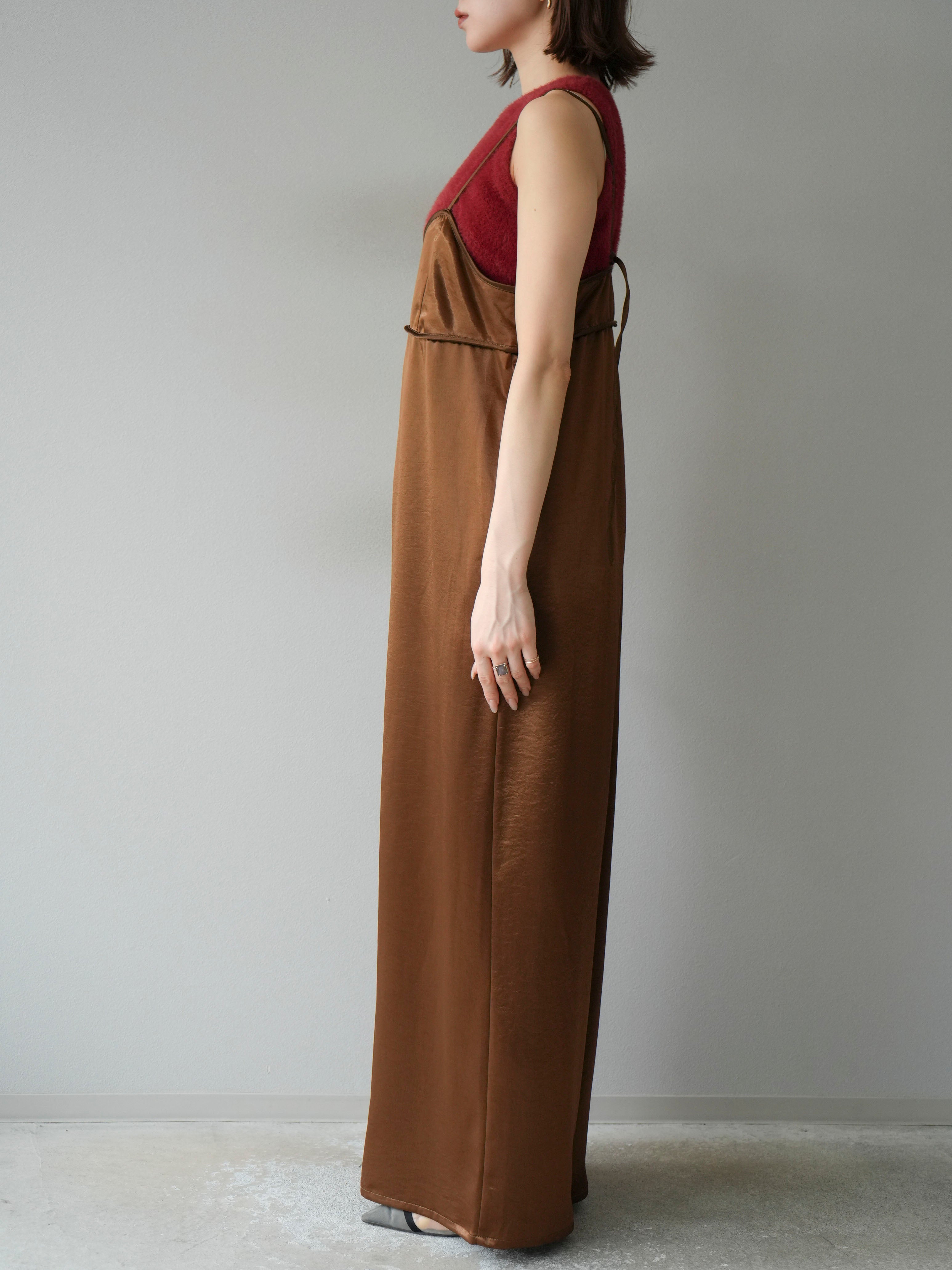 予約]サテンビスチェオールインワン/ブラウン – Lumier