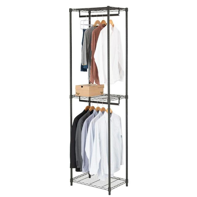 ハンガーラック 幅60cm 3段 ルミナスノワール 幅61×奥行41×高さ209cm