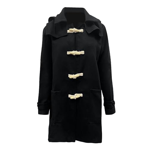 Men's Classic Trench Coat Hoodie Fall Winter Wool Blend Pea Hooded