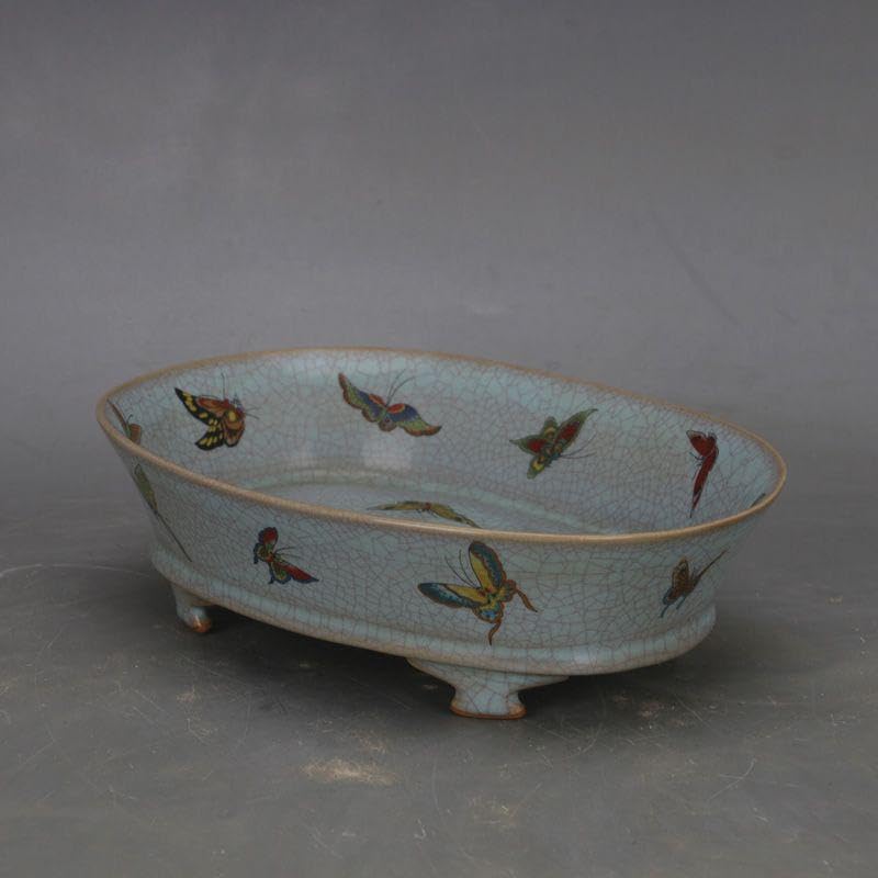 Amazon.co.jp: 宋汝窯 天青釉蝶紋 四足水仙盆 景徳鎮 陶磁器 装飾品