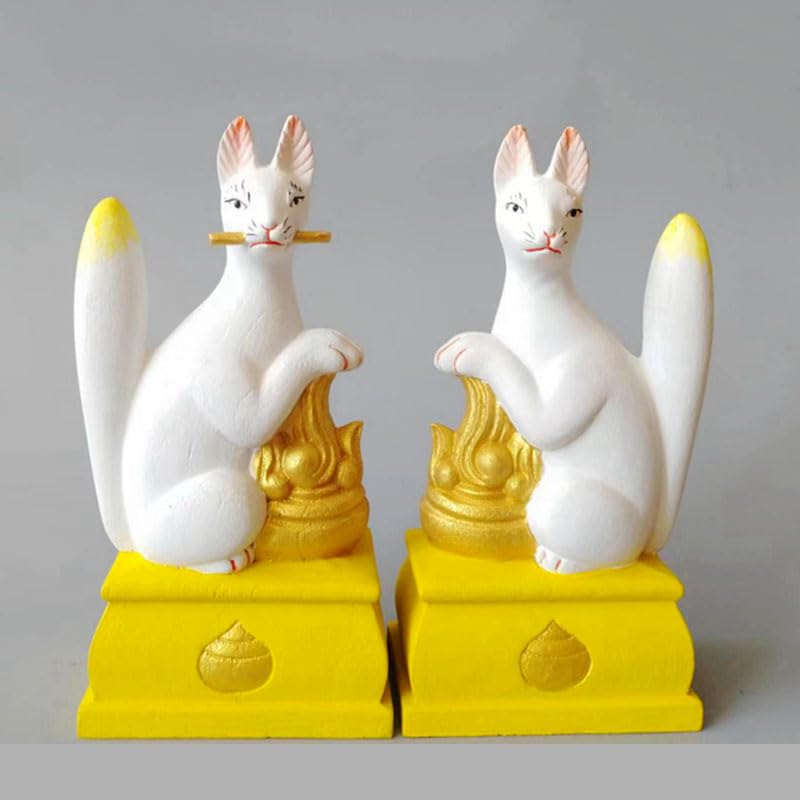 Amazon｜稲荷神の神使 白狐 荼枳尼天 荼吉尼天【木製眷属像：稲荷・狐