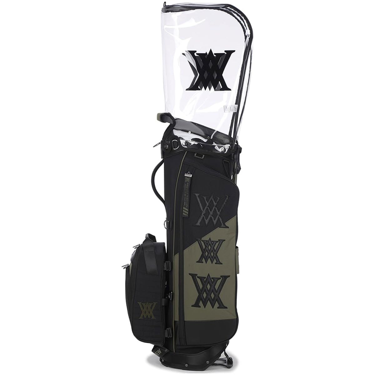 新春セール】ANEW アニュー ゴルフバッグ 黒/オリーブ 透明カバー付き