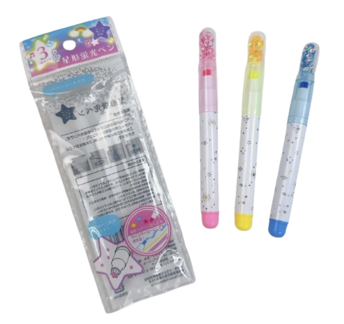 Amazon.co.jp: スパンコール付き『スタンプ蛍光ペン（3色セット）』1個