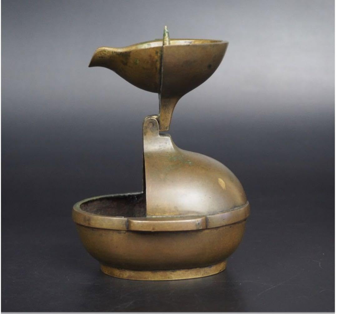 明治期 大型古銅製 桔梗座燭台 灯火器 蝋燭立 灯具一雙 蓋付小壺 銅製