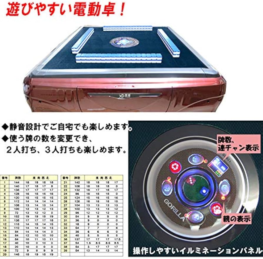 Amazon.co.jp: GORILLA全自動電動 マージャン卓 折りたたみ式 静音