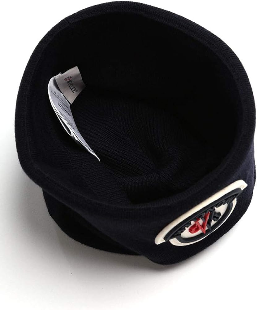 Amazon | [モンクレール] ウール100％ BIGワッペンロゴ ニットキャップ