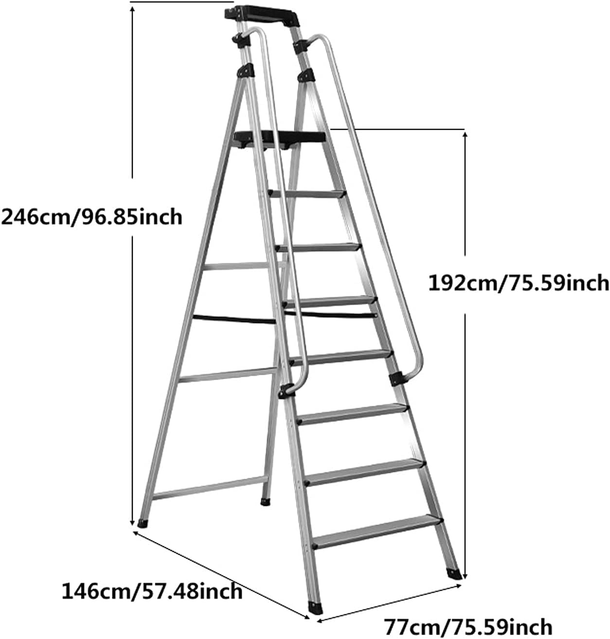 Amazon.co.jp: WJW 脚立 4-9段 踏み台 安全手すり付きステップアルミ