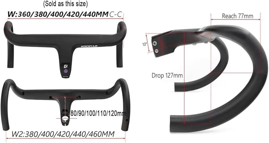 Amazon.co.jp: 一体型ロードバイクハンドルバー 360/380/400/420/440mm