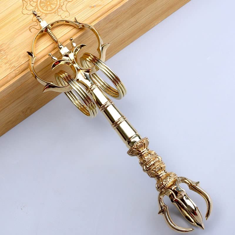 Amazon｜密教法具 錫杖五鈷杵 しゃくじょう 五鈷禅杖 五鈷法杖仏具