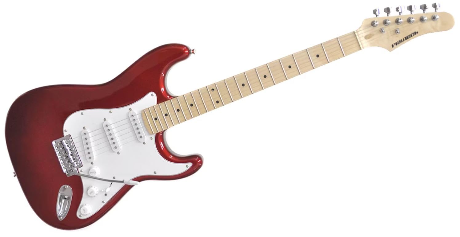 Amazon | PLAYTECH エレキギター ST250 METALLIC RED Maple ストラト