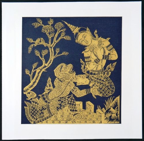 Amazon.co.jp: タイ民族絵画 布絵 綿黒地 コットン金柄絵画 : ホーム