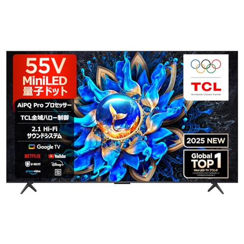 Amazon | TCL 55V型 テレビ 4K 量子ドット MiniLED 55Q6CS Google TV