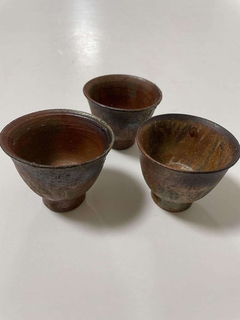 Amazon.co.jp: 備前焼 3個セット ぐい呑み 盃 酒器 徳利 食器 器