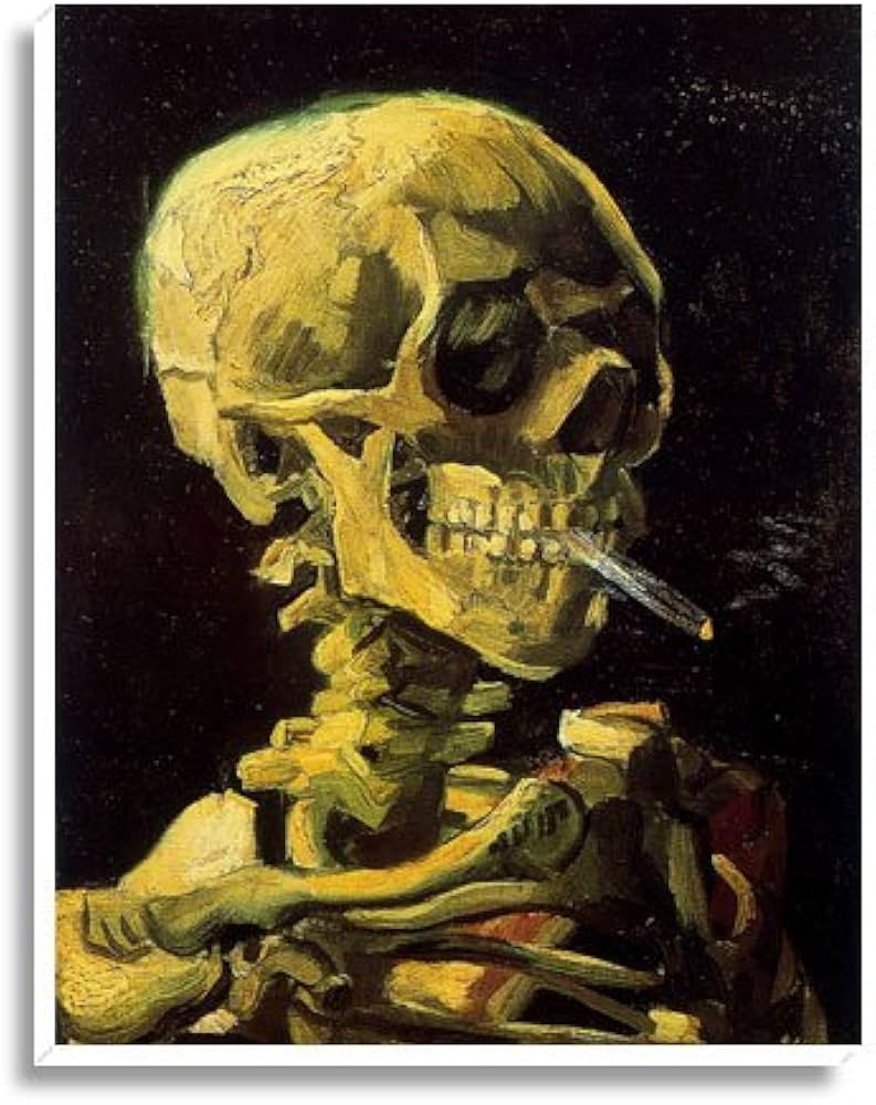 Amazon.co.jp: ゴッホ・「タバコを吸う骸骨」 プリキャンバス複製画
