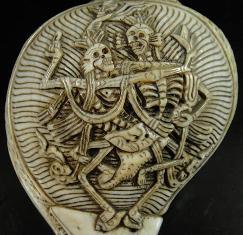 チベット密教法具法螺貝(シャンカ)銀製シルバー巻き手造り打出し『唐草