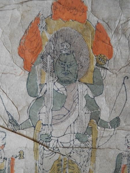 Amazon.co.jp: 版画古い掛軸 青面金剛明王 邪鬼 夜叉神 庚申信仰 仏画