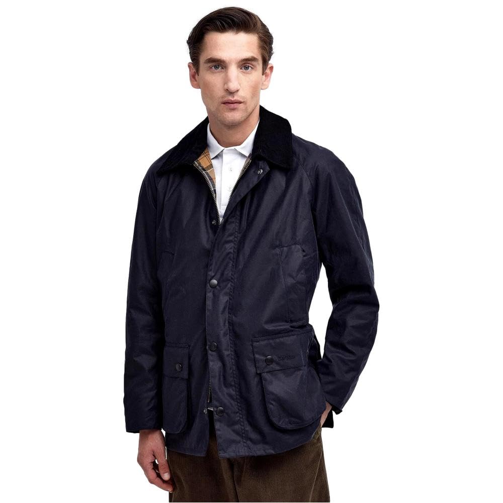Barbour Jaqueta masculina encerada Ashby, azul-marinho, Azul
