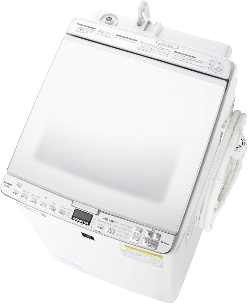 Amazon.co.jp: シャープ 洗濯機 洗濯乾燥機 ES-PX8E-W ガラストップ 穴