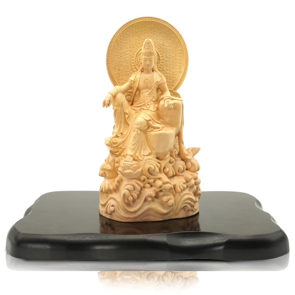 Amazon｜仏像 観音 菩薩 般若心経 柘植木彫り 置物 開運 風水 厄除け