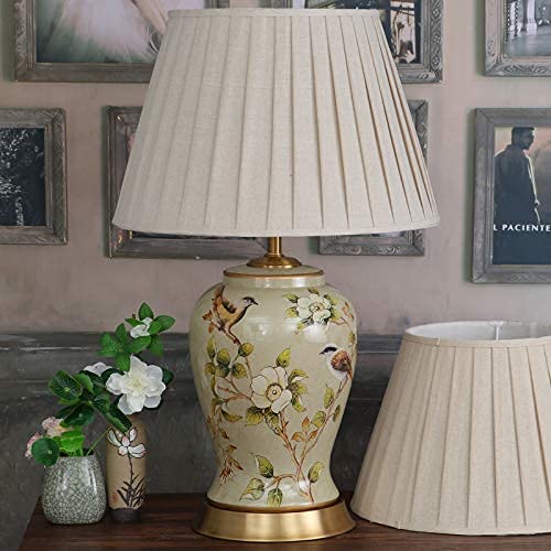 Amazon.co.jp : KY LEE 陶器 デスクライト 花唐草模様 テーブルランプ