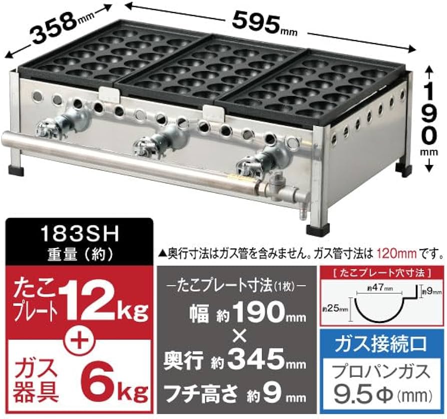 Amazon | IKK たこ焼 18穴×3連 鉄鋳物 183SH LPガス | IKK伊東金属