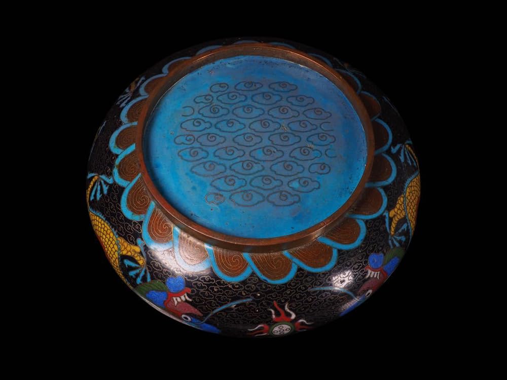 清・古紫銅彫・景泰藍・琺瑯彩・西洋人物紋・如意・置物・賞物』極細工