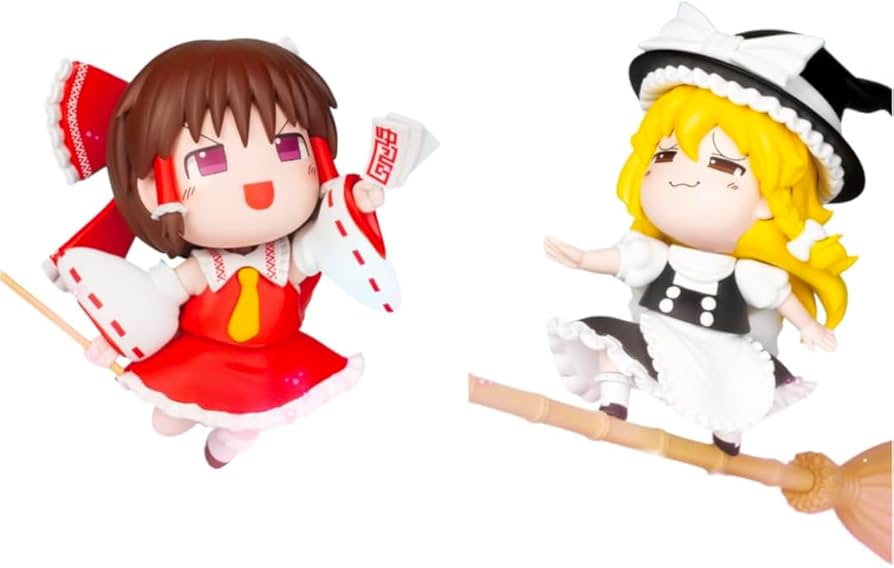 Amazon.co.jp: 博麗霊夢＆霧雨魔理沙 フィギュア ゆっくり風デフォルメ