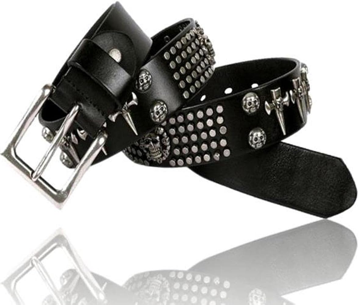 Amazon | [Laquest] ベルト メンズ 本革 スカル クロス 十字架 ドクロ