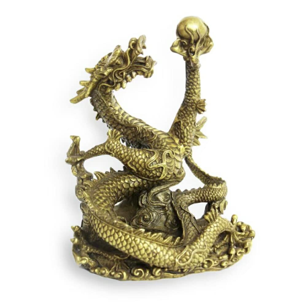 Amazon.co.jp: [AiO JAPAN] 風水 置物 龍 左手に玉を持つ龍 五本爪 龍