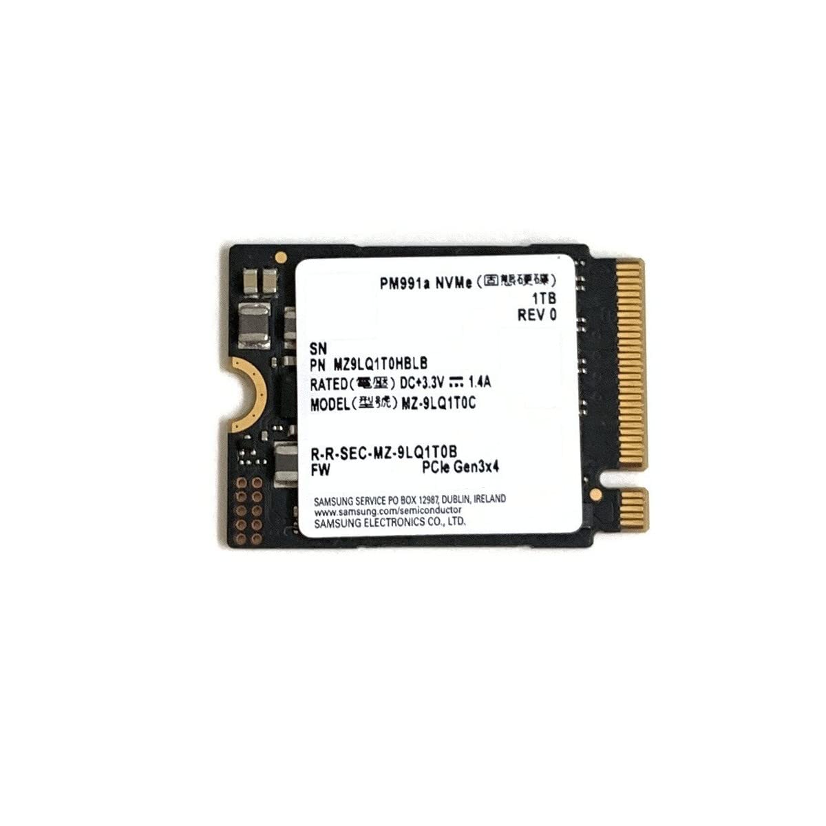 Samsung SSD 1TB PM991a M.2 2230 30mm NVMe PCIe Gen3 x4