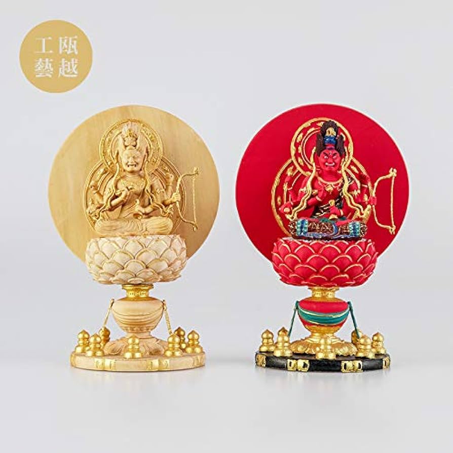 Amazon｜繁樓藝雕 手心仏系 仏像 木彫 守護神 【愛染明王】 精彫造像