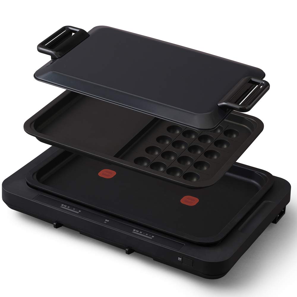 Amazon | ホットプレート 左右温度調整 2枚 ブラック WHPK-012-B