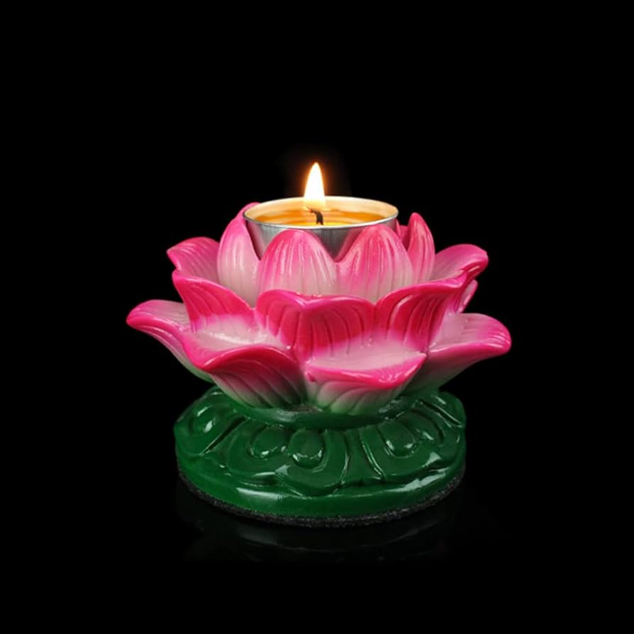 Amazon｜Lhyxuuk 仏壇 神前用燭台 輪灯 蓮花 蓮の花 仏花 造花 蓮 仏
