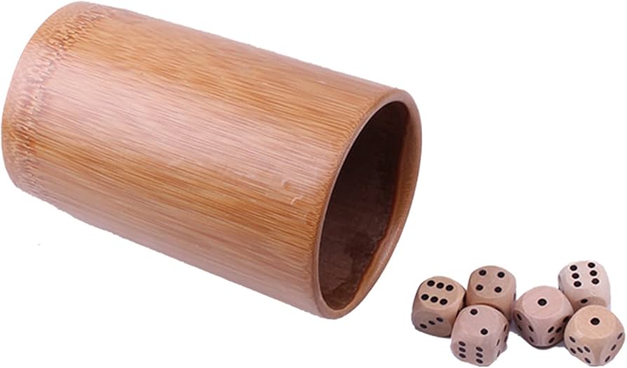 Amazon | ダイスカップ 天然木 6個のサイコロ スタッキングカップ